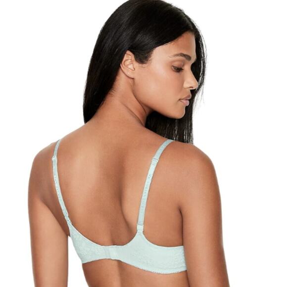 Victoria's Secret PINK Wear Everywhere Demi Cup T Shirt Bra Aqua Crystal… - Picture 3 of 3